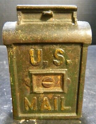 Antique Cast Iron U.S. Mail Slot Coin Bank 3.63" x 2.56" x 1.5" Very Good