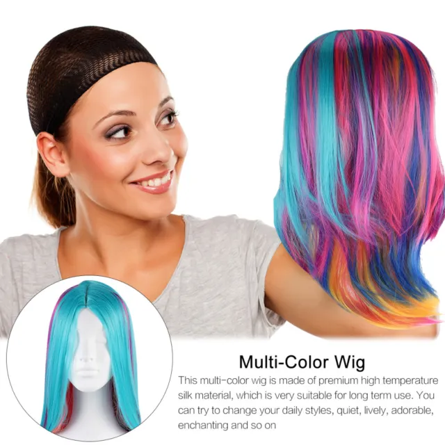 Colored Wig Rainbow Ombre Wig Multicolor Hair Wig Harajuku Headgear Miss 3
