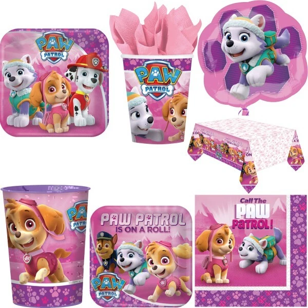 Paw Patrol Chiens Anniversaire D'Enfant Décoration Rose Fête Déco Set Fille Fête