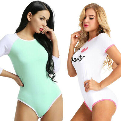 Women's  Adult I Lover Daddy Bodysuit Button Crotch One Piece Jumpsuit Cosplay