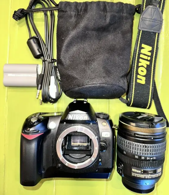 Kit de lentes Nikon D70 6,1 MP SLR cámara digital DX SWM AF-S ED 18-70 mm 4,5G PROBADO