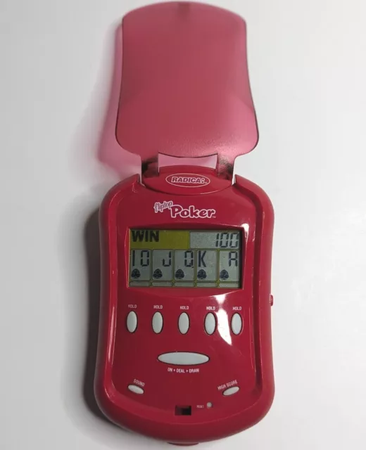 Radica 2006 Handheld Electronic Lighted Flip top Pocket Poker Game TESTED WORKS