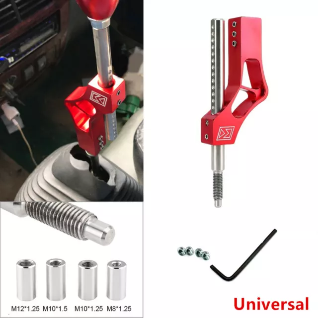 Aluminium Auto Car Shift Knob Height Lever Extension Adjustable Red with Adapter