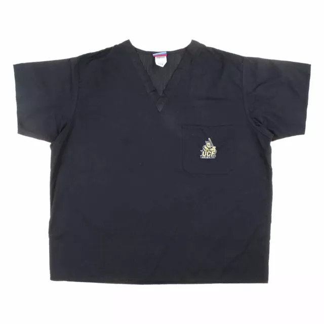 GelScrubs Women's UCF Knights 1 Pocket Scrub Top (Black, X-Large)