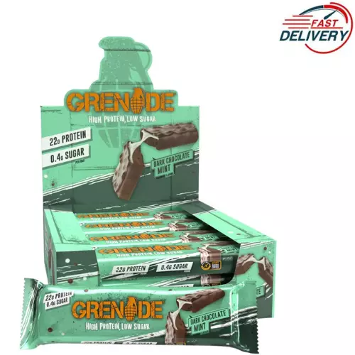 Grenade High Protein, Low Sugar Bar - Dark Chocolate Mint  12 x 60 g