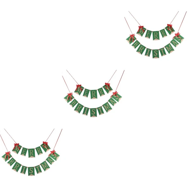 3x Buon Natale di Tela Banner Vacanza Bunting Ghirlanda di natale Banner