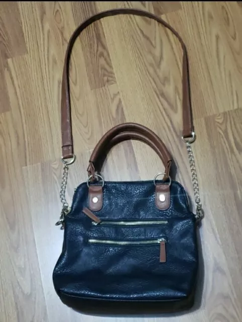 Steve Madden Black Brown Purse Crossbody Satchel Bag