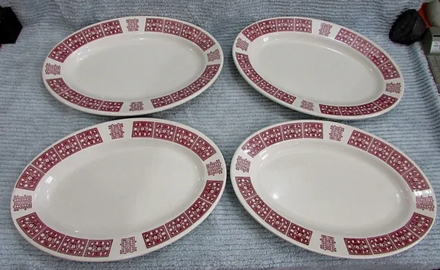 4 Buffalo China USA Vintage Chinese Restaurant Ware 9x13 Oval Platters Burgundy