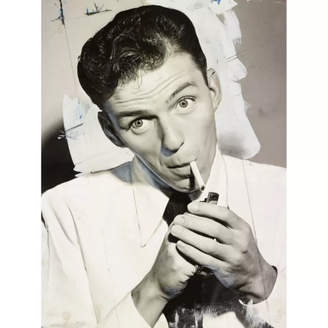 Frank Sinatra Blue Eyes Cigarette Old Photo Canvas Art Print Poster