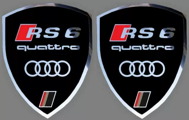 2 autocollants stickers autocollantnoir chrome AUDI RS 6 (idéal ailes avant) RS6