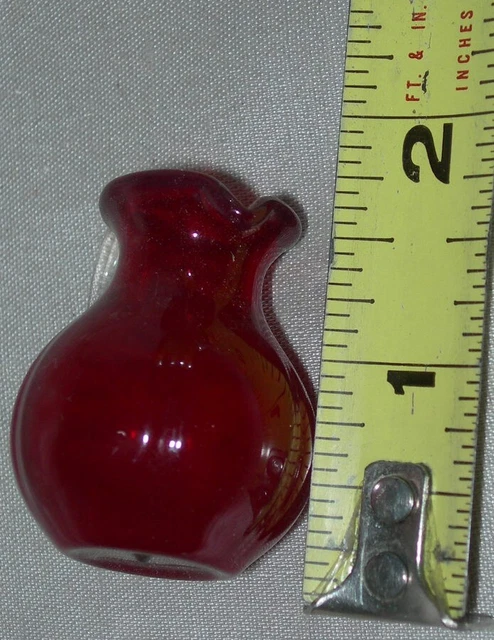 Dollhouse Miniature 1.5" Artisan Hand-Blown Ruby Red Pitcher Hand Blown Glass