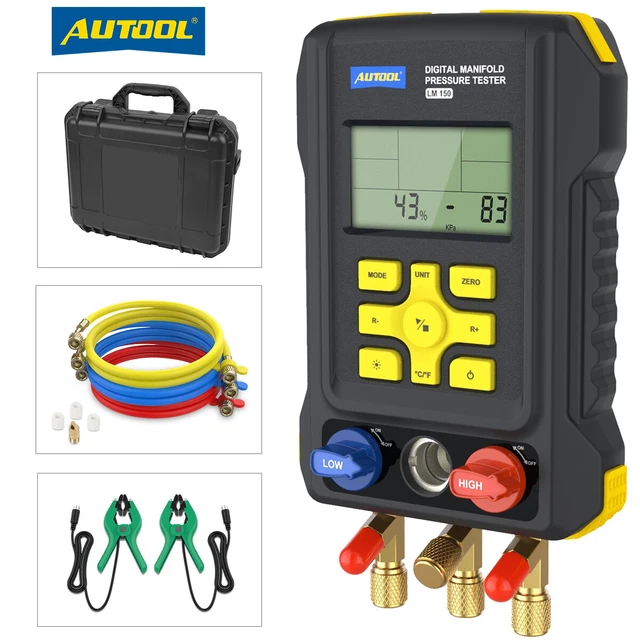 Refrigeration Digital Manifold Gauge Set HVAC Vacuum Pressure Temp Tester Tool