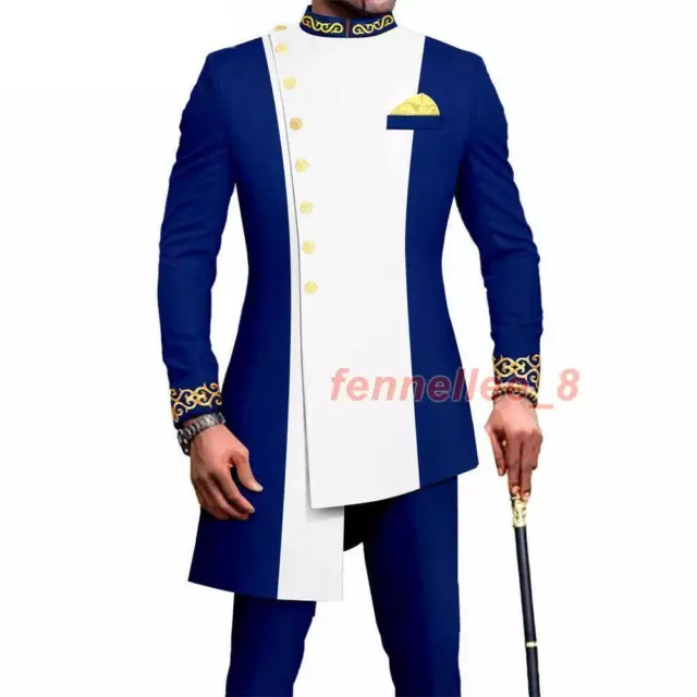 African Suit for Men Dashiki Coats and Ankara Pants 2 Piece Set Wedding Outfits
