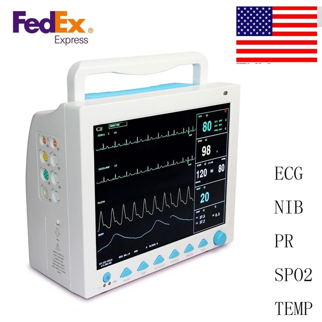 US FDA ICU/CCU Vital Sign Patient Monitor,ECG+NIBP+PR+SPO2+TEMP+RESP,6parameter