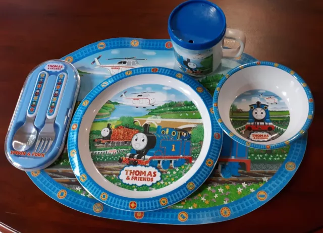 Thomas & Friends Pecoware Melamine Dish Set- Plate, Bowl, Mug, Fork & Spoon, etc