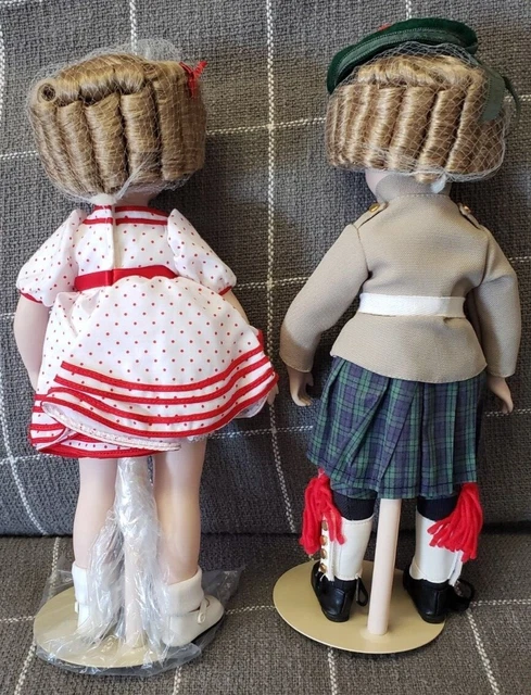Lot of 2 Danbury Mint 14" Shirley Temple Dolls Wee Willie Winkie Stand Up& Cheer 2