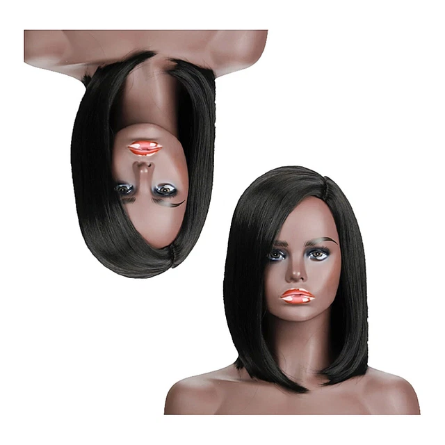 Black Woman Synthetic Wig Fahion Straight Middle-Length Wig Hair Cover Stylish
