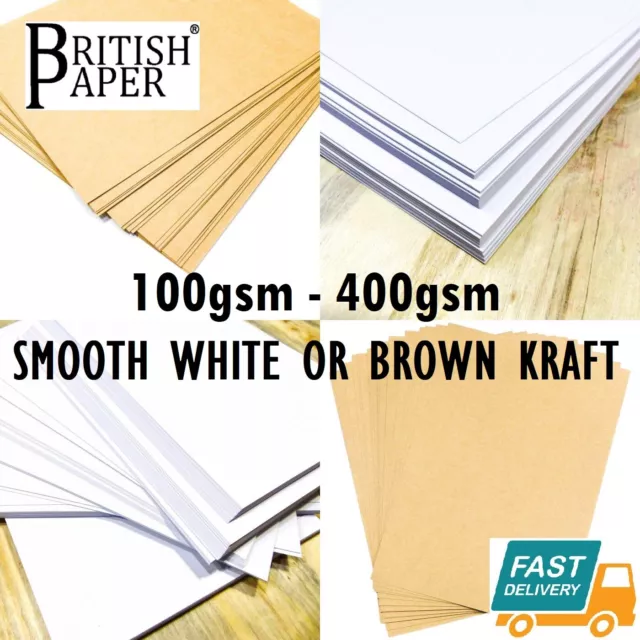 A6 A5 A4 A3 A2 CARD THICK CRAFT PRINTER PAPER CARDBOARD BROWN KRAFT WHITE 300gsm