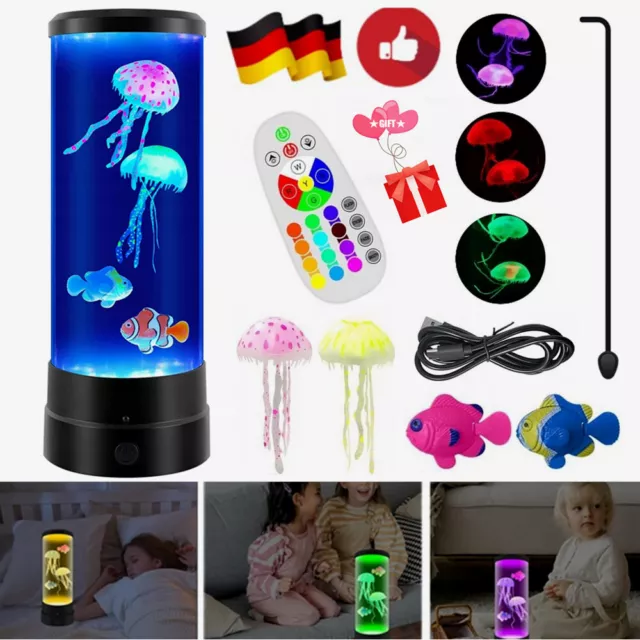 Quallen LED Lampe Lavalampe Aquarium Lampe, mit Farbwechselnden Lichteffekten