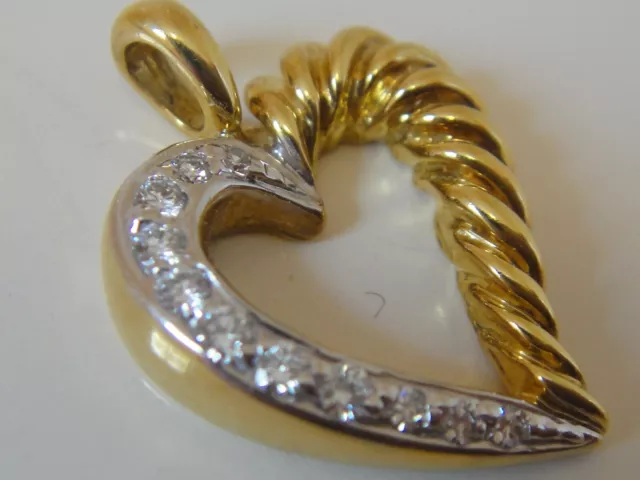 David Yurman 18K Gold Diamond Cable Heart Pendant