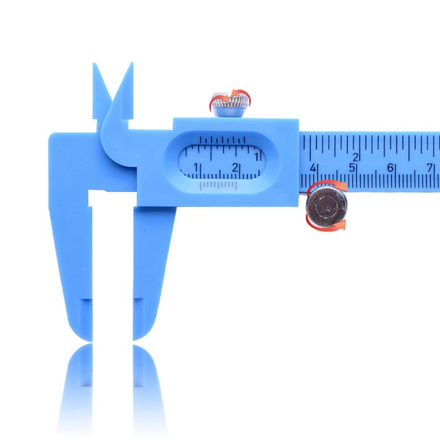 Click Ruler DOUBLE RULE SCALE Plastic Vernier Caliper Measuring Student Mini Tool ...