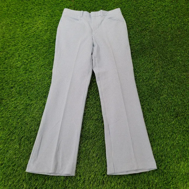 Vintage SEARS Kings-Road Disco Check Flared Pants 32x32 (34) Scovill Blue White