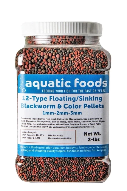 12-Type Floating & Sinking Blackworm & Intense Coloring Pellets Jar