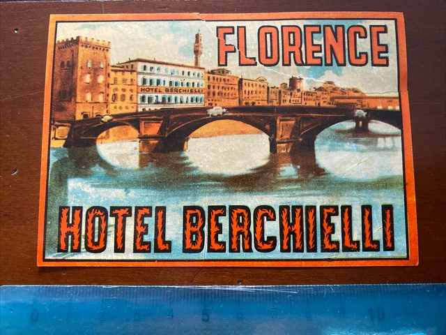 etichetta albergo valigia luggage label Italia HOTEL BERCHIELLI FLORENCE FIRENZE