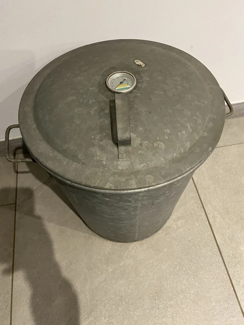 ANCIENNE BASSINE LESSIVEUSE Stérilisateur galvanisé zinc avec couvercle ...