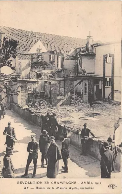 Cpa 51 Revolution In Champagne 1911 Ay Ruins Of The House Ayala Fire