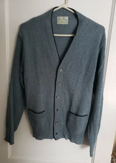 Vintage 1960s ? Men's Kings Road Shop Sears Blue Cardigan Sweater M