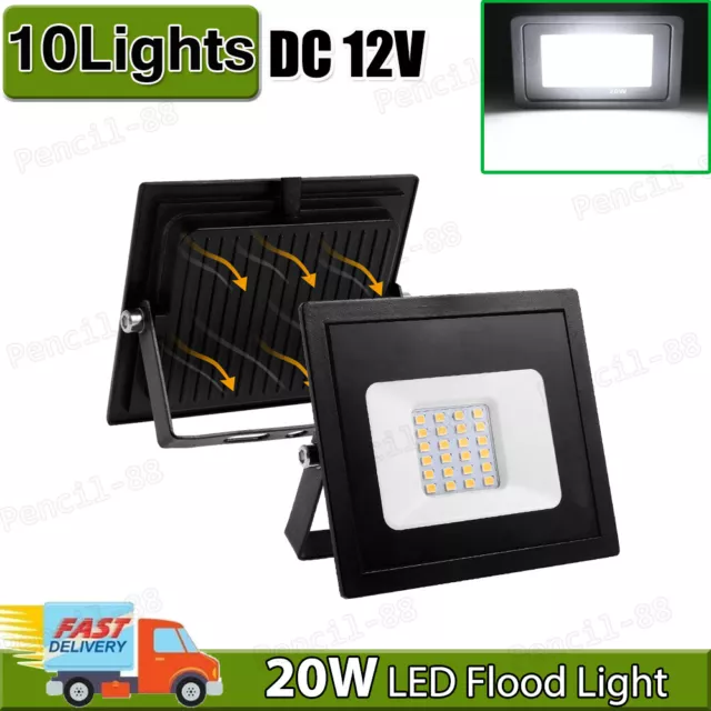 10X12V 20W LED Floodlight Low Voltage Waterproof Garden Security Light ...