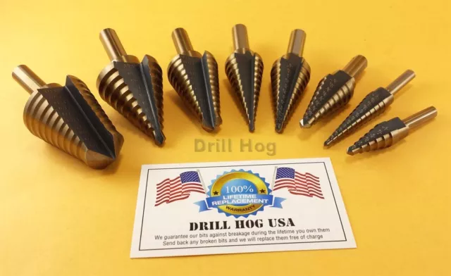Drill Hog® Step Drill Bit Set M7 Molybdenum Step Bit UNIBIT Lifetime Warranty