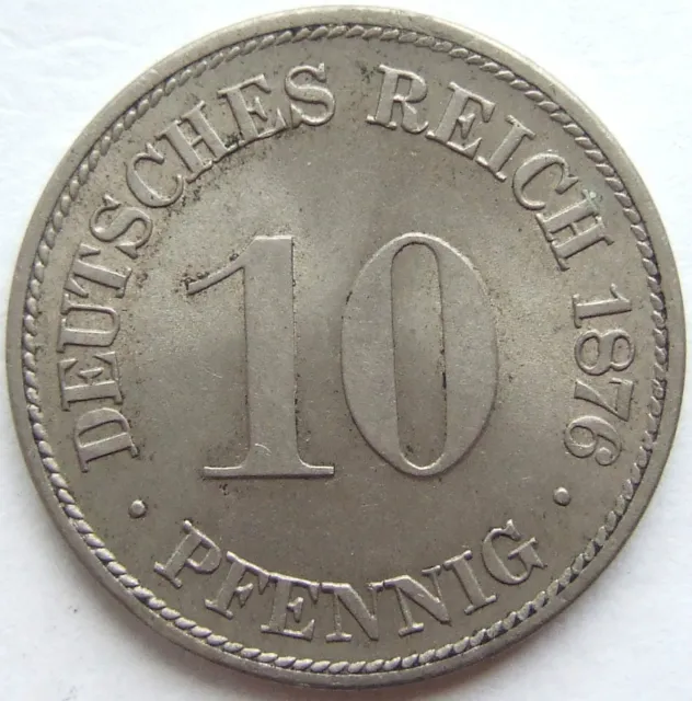 Moneta Reich Tedesco Impero Tedesco 10 Pfennig 1876 H IN Uncirculated