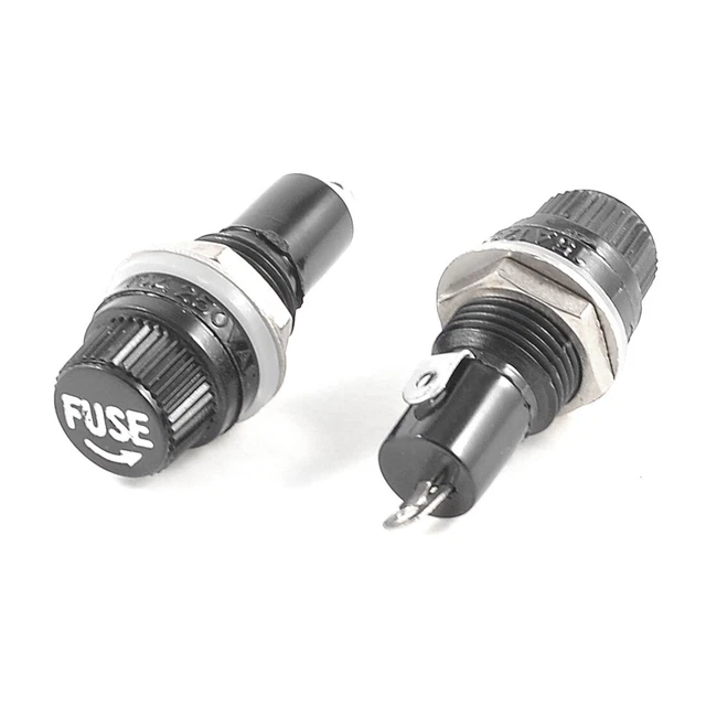 AC 125V 15A Panneau à vis fixation 5x20mm Fusible Noir Lot de 2
