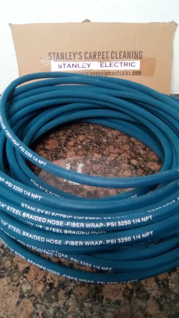 steel braided carpet cleaning solution line 1/4' npt 100 feet fiber wrap hose