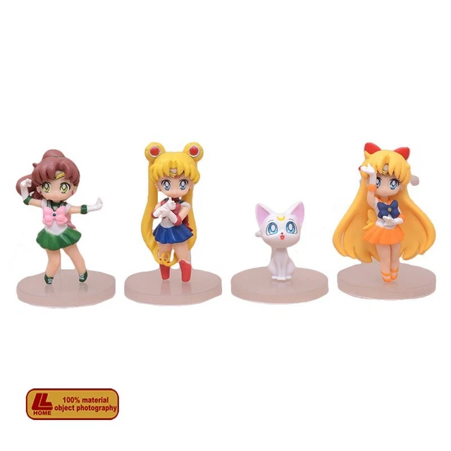 Anime Sailor Moon Tsukino Usagi Kino Makoto cat Artemis 4pc cute PVC Figure Gift