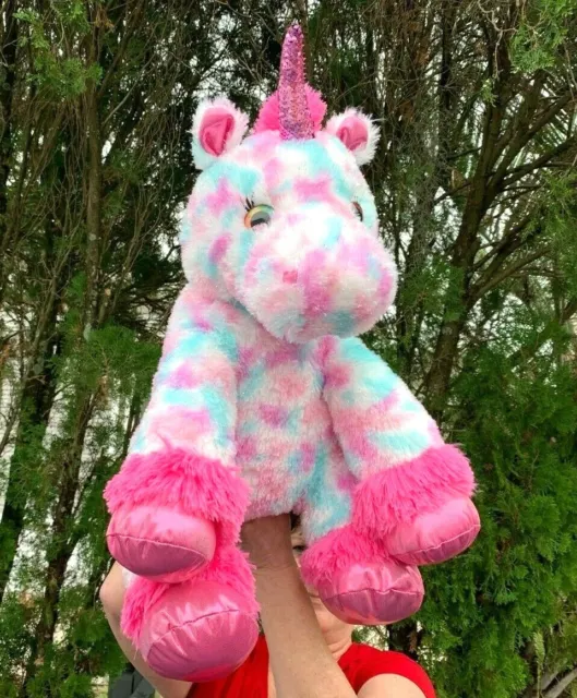 Colorful Sparkle Sequin Horn Pink Unicorn LARGE 24" Plush Stuffed Animal Toy