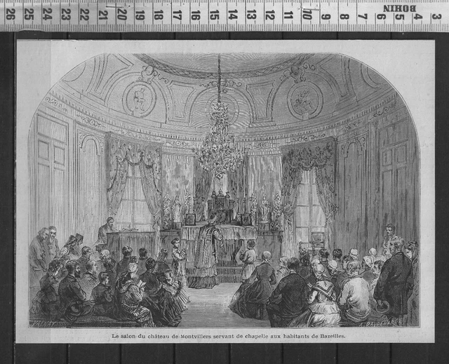 G383 / Gravure 1888 /  Le Salon Du Chateau De Montvillers
