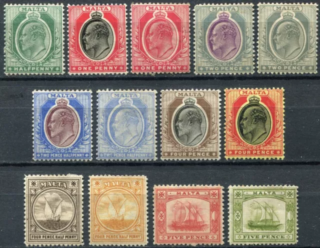 Malta 1904, Wmk Crown MCA issue, SG 47 - 60, unused part set, CV £220