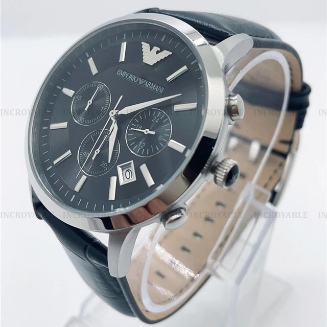 Nouveau Emporio Armani AR2447 Montre Homme Chronographe avec Cadran Noir et Pour