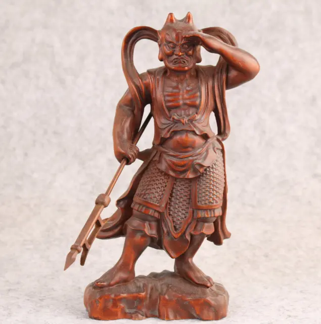 Chinese Boxwood Handwork  Statue tea pet fengshui protect figure home decor