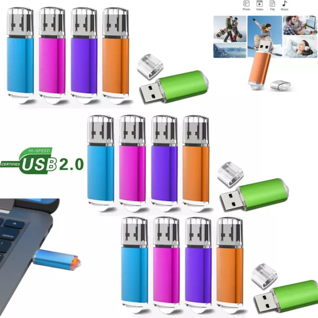 1-100Pack USB 2.0 Flash Thumb Drives Memory Stick 2G 4G 8G 16G 32G USB Disk