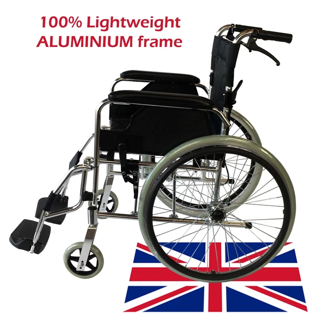 LIGHTWEIGHT LUXURY ALUMINIUM Folding Wheelchair, SelfPropelled Chair £