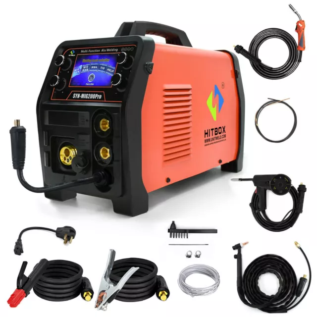 200AMP Weld Aluminum MIG Welder Gas/No-Gas Welding Machine Spool Gun TIG Torch