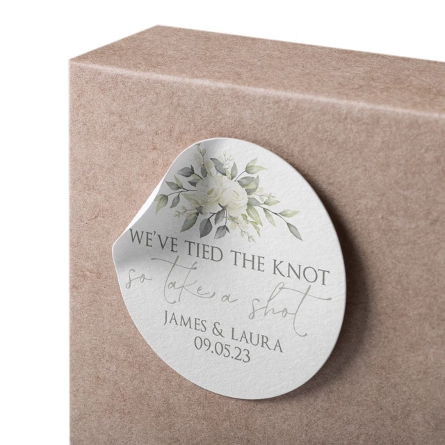 50 Etichette Regalo Personalizzate Kraft Con Spago – Scritte “We Tied The Knot So Take A Shot” - 5