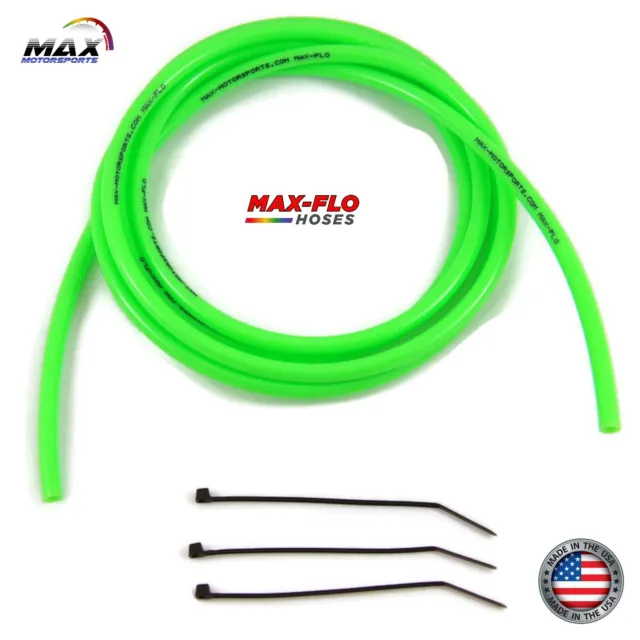 12’ x 1/8” (3.2mm) ID x 1/4” NEON GREEN FUEL LINE GAS TUBE SMALL CARB VENT HOSE