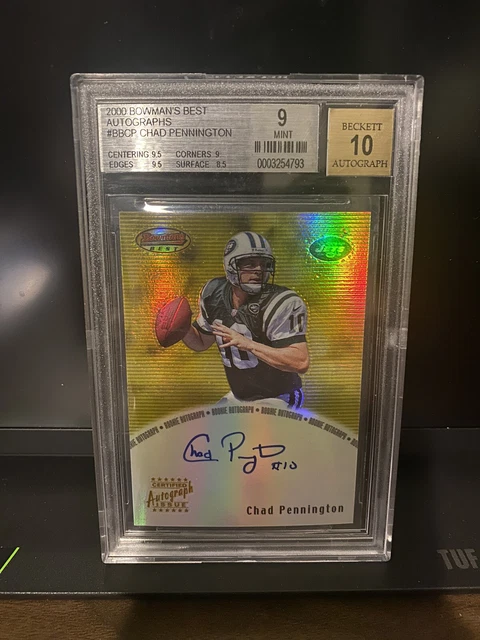 2000 Bowman’s Best Chad Pennington Rookie Auto RC BGS 9 Auto 10. New York Jets.