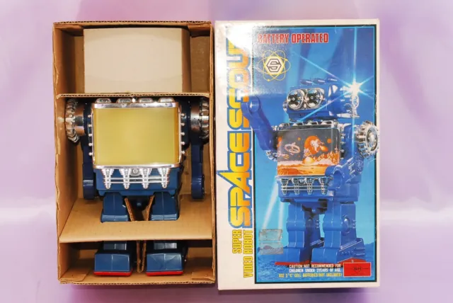 Vintage Rare Horikawa SUPER VIDEO ROBOT SPACE SCOUT Tin Toy w/Box from Japan