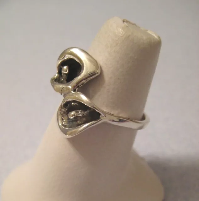 Mexican 925 Silver Taxco Oxidized Etched Double Calla Lily Flower RING To Choose